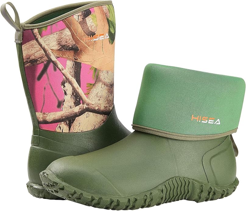 HISEA Women's Rubber Garden Boots Waterproof Insulated Yard Gardening Shoes Mid Height for Mud Working Outdoor-VerdiqueGarden