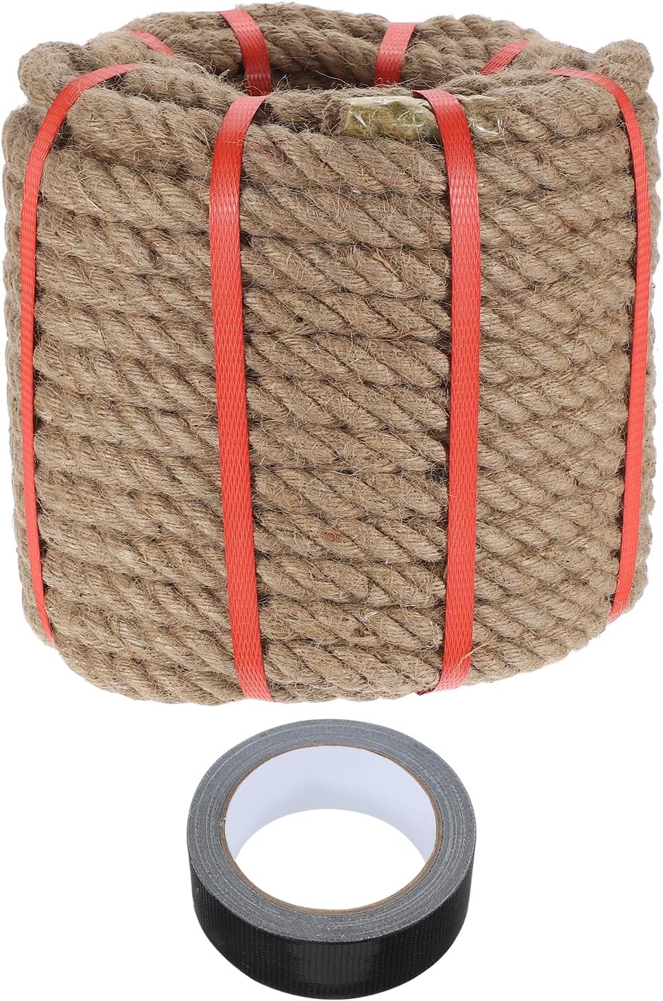 MECCANIXITY Jute Rope 0.7 Inch x 98ft, Thick Twine Rope Ropes Braided Jute Twine Natural Brown Burlap Cord String Heavy Twisted with Tape for Decorative Crafts Railing Swing Tug of War-VerdiqueGarden