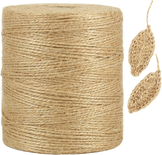 Tenn Well 1500 Feet Natural Jute Twine, 1mm Thin Brown Twine String for Crafts, Crocheting, Gift Wrapping, Gardening and Christmas Decorations-VerdiqueGarden