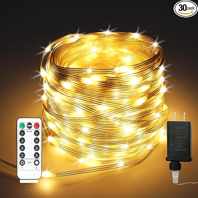 300 LED Fairy Lights Plug in - 100ft Waterproof Twinkle Lights for Bedroom, Outdoor & Indoor, 8 Modes Timer String Lights with Adapter - Warm White LED Fairy Lights for Garden, Christmas Decor-VerdiqueGarden