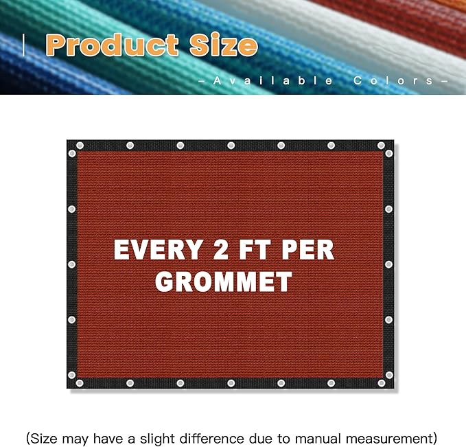 VICLLAX Shade Fabric Sun Shade Cloth with Every 2 FT Grommets for Patio Garden Pergola Cover Canopy 8x14 FT, Rust Red-VerdiqueGarden