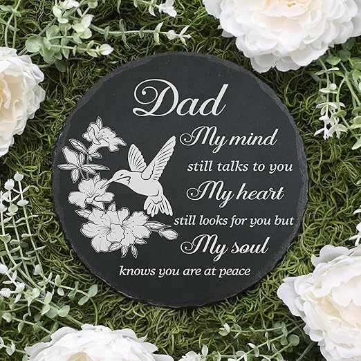 Dad Memorial Stone for Garden Memorial Plaque Father Sympathy Stepping Stone for Loss of Father in Loving Memory of Dad Memorial Grave Stone TNA21-VerdiqueGarden