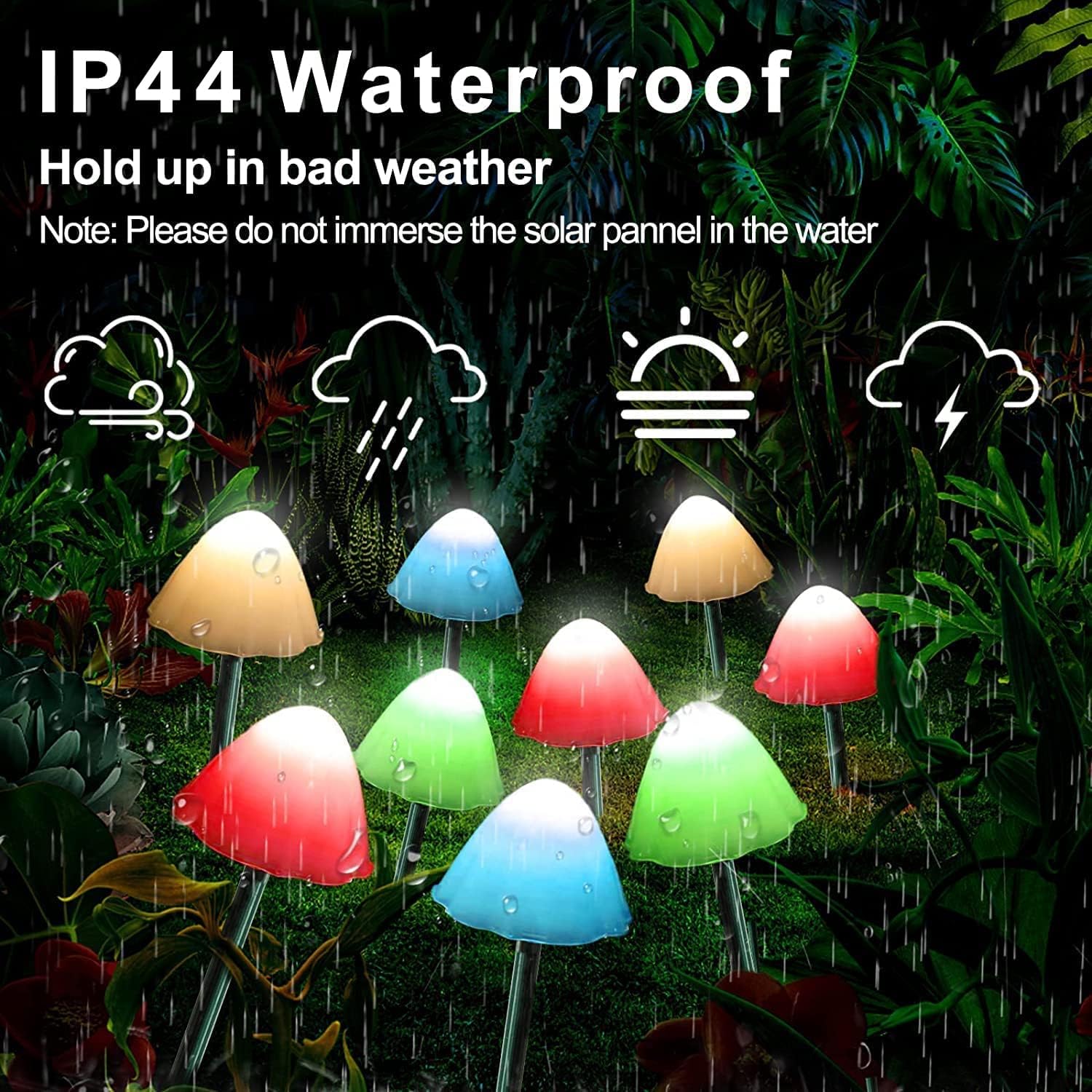 Outdoor Solar Garden Lights, Set of 12 Mini Solar Mushroom Light Outdoor Waterproof Cute Mushroom Shaped Pathway Landscape Lights for Yard Patio Garden Party Wedding Festival Decoration （Multicolor-VerdiqueGarden