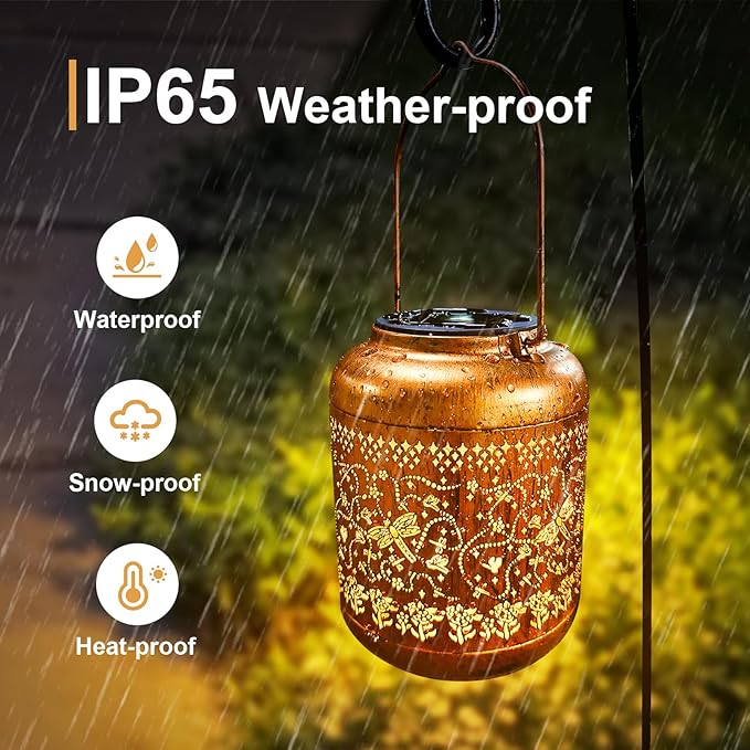 4Pack Dragonfly Solar Lanterns Outdoor Hanging Waterproof Dragonfly Garden Decor Christmas Gifts for Women Mom Grandma Metal Solar Lights Decoration Outside for Yard, Patio,Pathway Landscape-VerdiqueGarden
