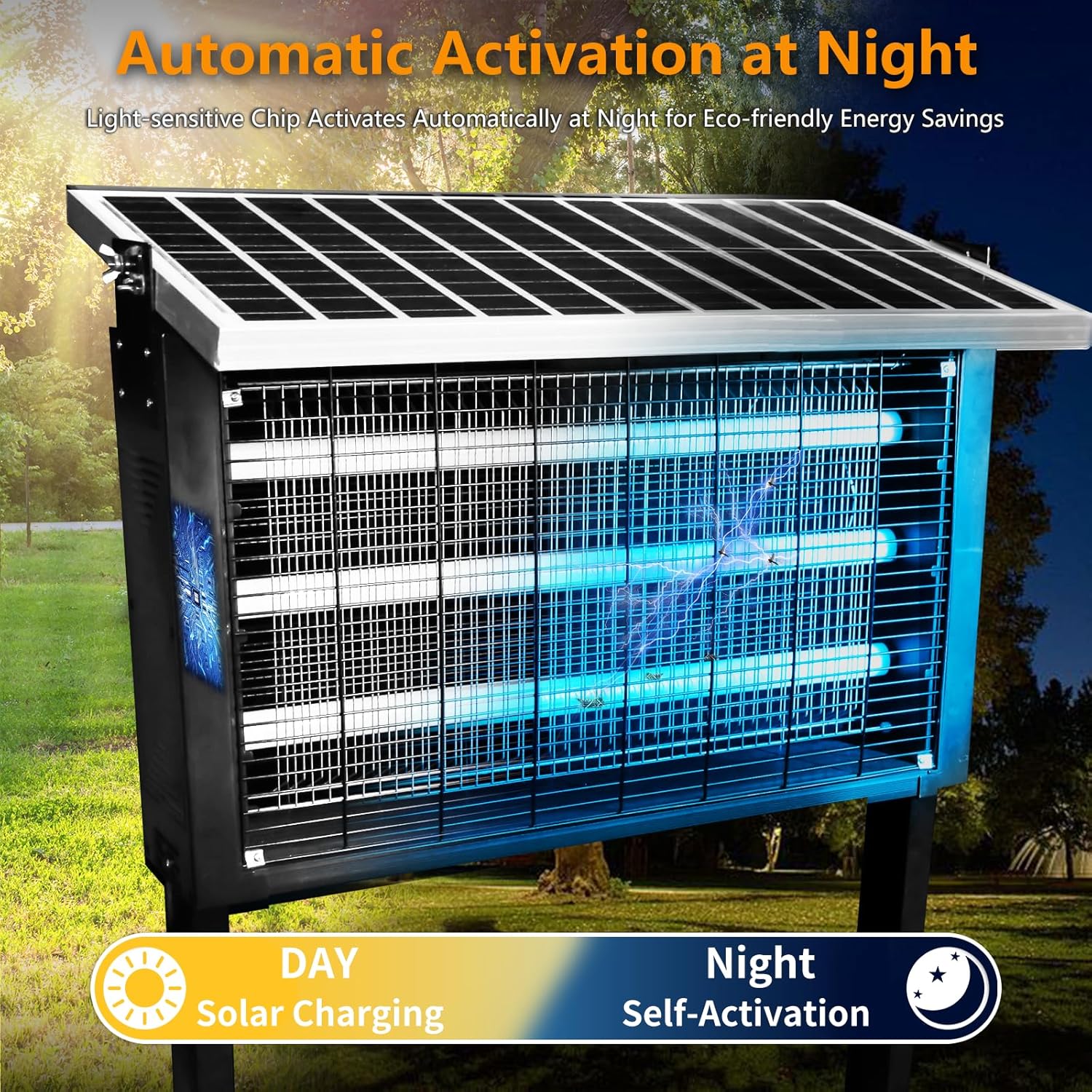 Powerful Super Large Solar Bug Zapper Outdoor for 8000 sq.ft, Poartable Rechargeable Mosquito Zapper with High Powered, Cordless Solar Zapper for Patio Garden Backyard RV Camping with 30W Solar Panel-VerdiqueGarden