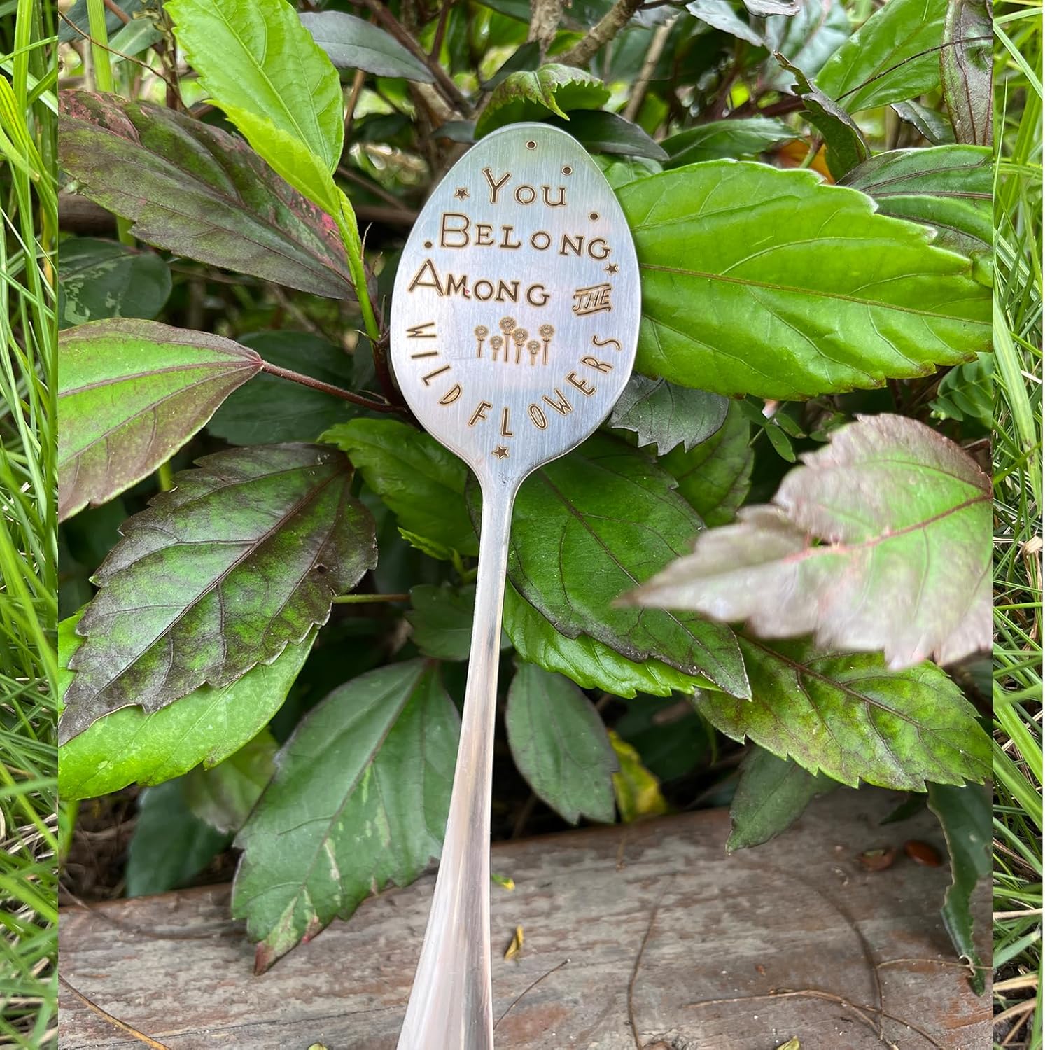 Garden Plant Marker Friendship Gift for Women Gardeners, Plant Stake Label Sign Tag Gardening Gifts for Woman Plant Lovers, Metal Garden Decoration (Among Flowers)-VerdiqueGarden