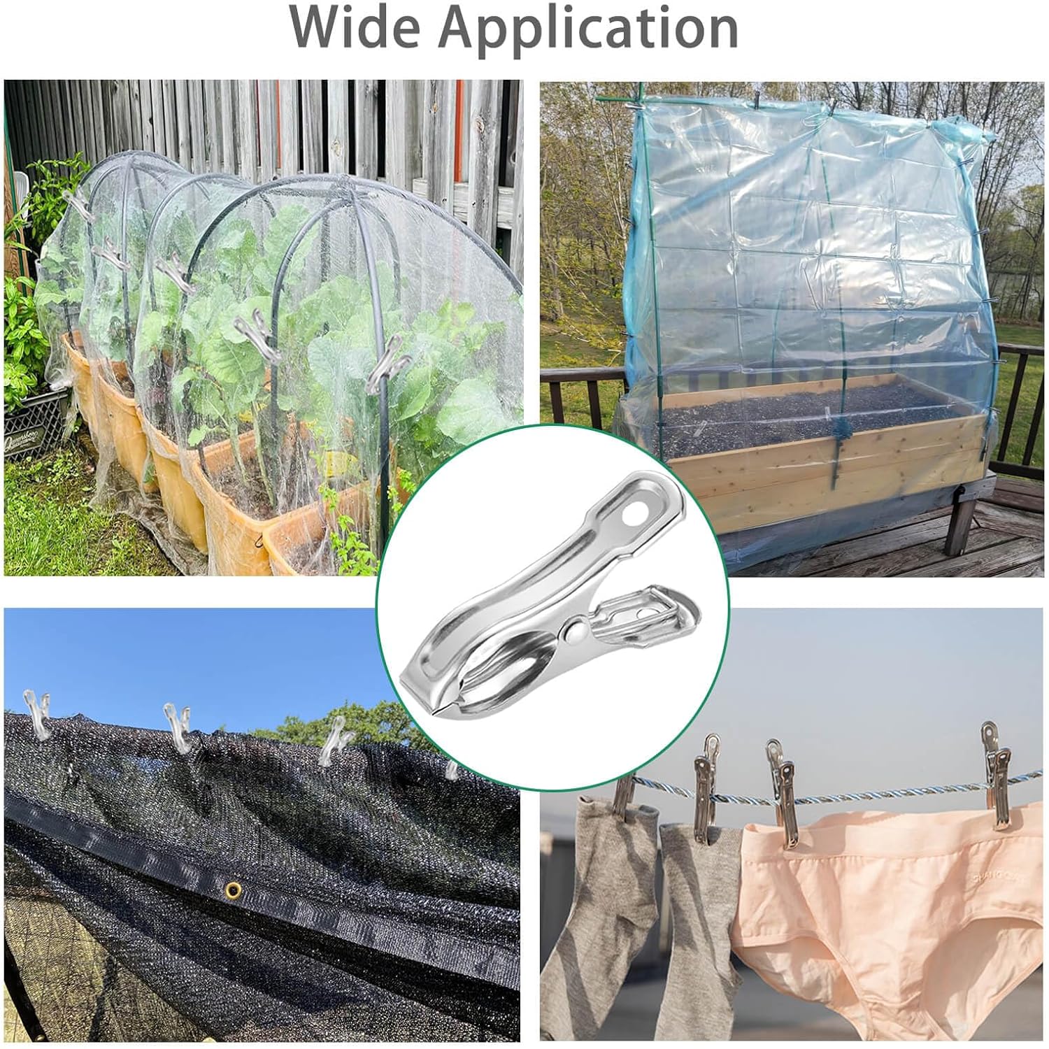 40 PCS Garden Clips, Greenhouse Clamps Made of Stainless Steel, Greenhouse Clips for Netting, Have a Strong Grip to Hold Down the Shade Cloth or Plant Cover on Garden Hoops-VerdiqueGarden