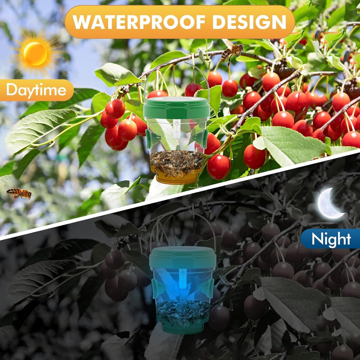 Wasp Traps for Hunting Wasps, Bees, Hornets, Insects, Yellow Jacket Traps, Wasp Trap Catcher, Reusable Solar Powered Hanging for Outdoor, 4 Packs-VerdiqueGarden