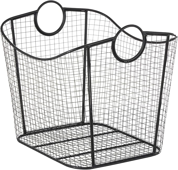 Deco 79 Metal Decorative and Functional Storage Basket Deep Basket Organizer with Round Handles, Basket for Storage 20" x 18" x 20", Black-VerdiqueGarden