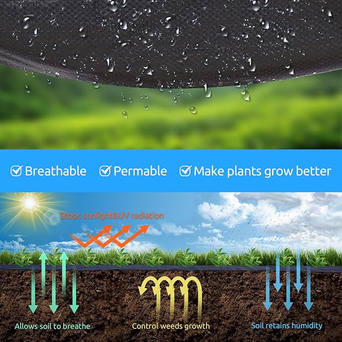 1.3ft x50ft Black Weed Barrier Landscape Premium Fabric-Heavy Duty Woven Ground Cloth with Superior Permeability Weed Control Convenient Design-VerdiqueGarden