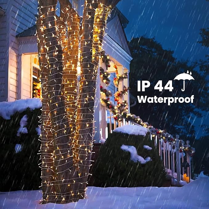 Warm White 75 Ft 200 LED Christmas String Lights - Connectable, 8 Modes, Timer, Waterproof Fairy Twinkle Lights for Christmas Party, Garden, Patio, Home, Holiday, Xmas Tree Decorations-VerdiqueGarden