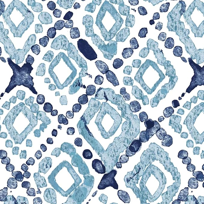 LVTXIII Outdoor Tufted High Back Cushions Set of 2 Patio Seasonal Replacement Rocking Chair Cushion with Ties, Solid Seat and Back Chair Cushion, (44” L x 22W”, Boho Geometry Blue)-VerdiqueGarden