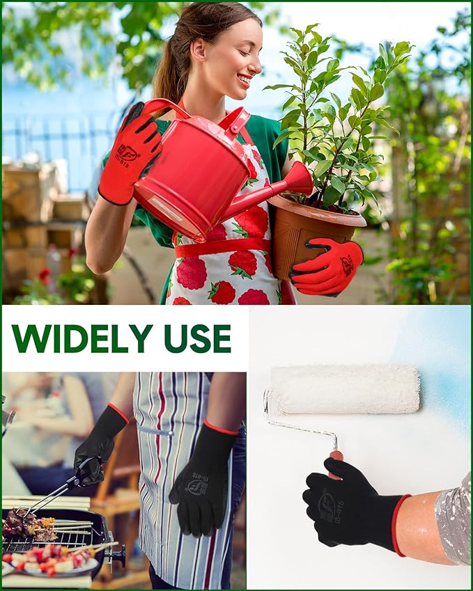Nuogo 24 Pairs Gardening Gloves for Men Women Rubber Coated Landscaping Work Gloves Safety Work Construction-VerdiqueGarden