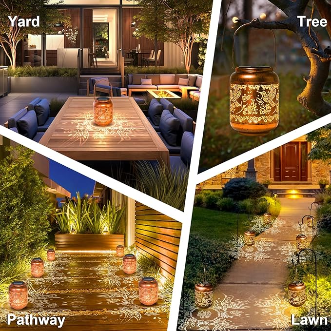 Hummingbird Solar Lanterns Outdoor Hanging Waterproof Hummingbird Garden Decor Christmas Gifts for Women Mom Grandma Metal Solar Lights Decoration Outside for Yard, Patio,Pathway Landscape-VerdiqueGarden