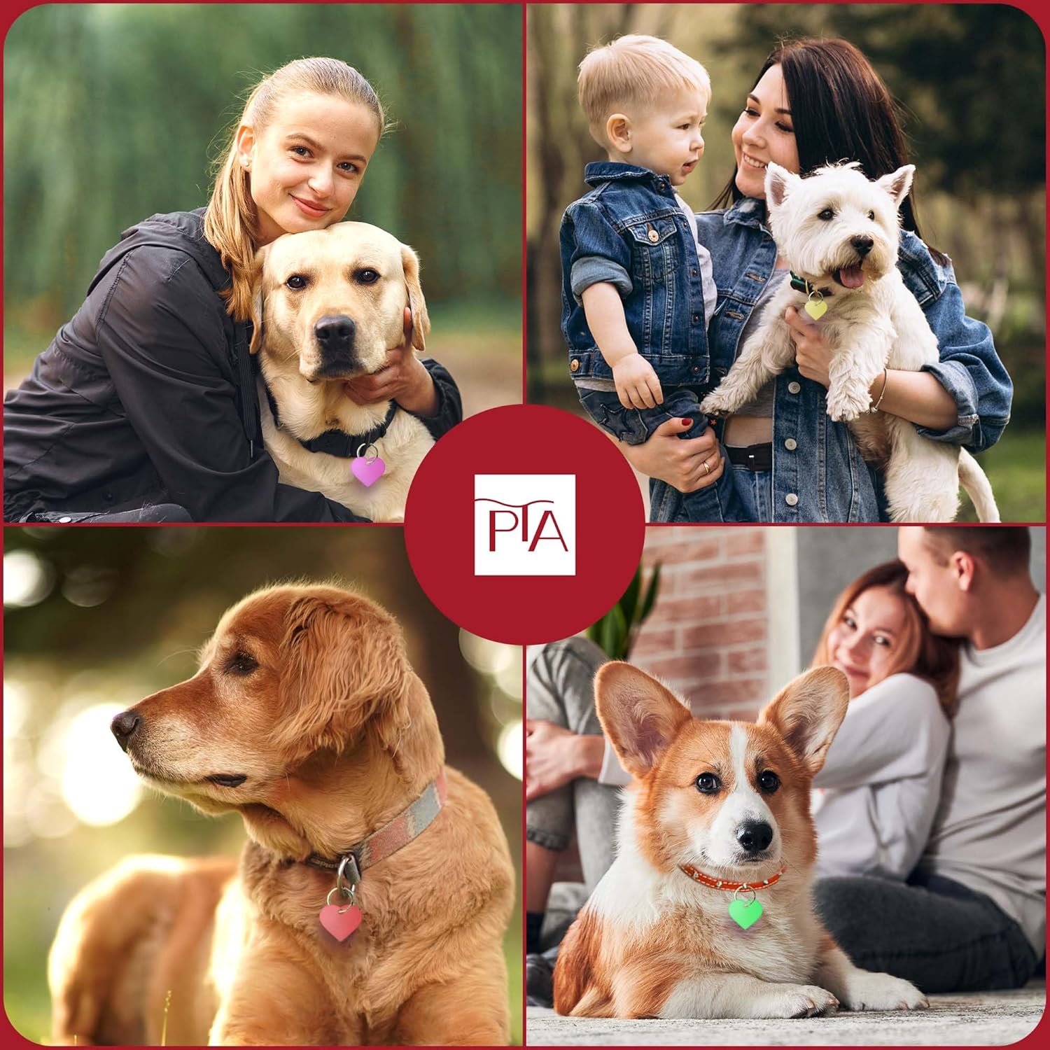 [Press TX Art] 40 Pcs Round(Circle), Bone, Rectangle, Heart Anodized Aluminum Stamping Blanks Tags 10 Mixed Colors Metal Engraving ID Name Tags with Rings (Hearts in 10 Colors)-VerdiqueGarden