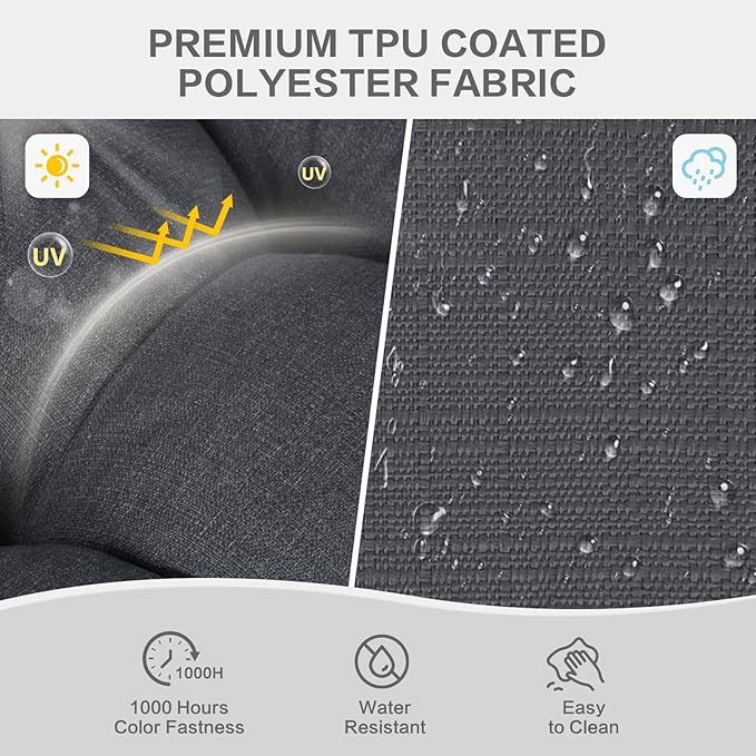 Aoodor 19" x 19" x 5" Tufted Outdoor Chair Cushions, Water Resistant & Fade Resistant Polyester Dining Chair Pads with 2 Straps for Patio Furniture, Set of 4-VerdiqueGarden