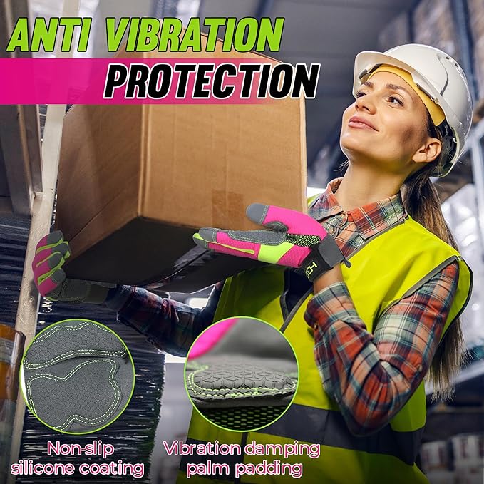 HANDLANDY Women Safety Work Gloves Utility Touch Screen Working Grip Glove for Yardwork Gardening Breathable Mechanic Gloves-VerdiqueGarden