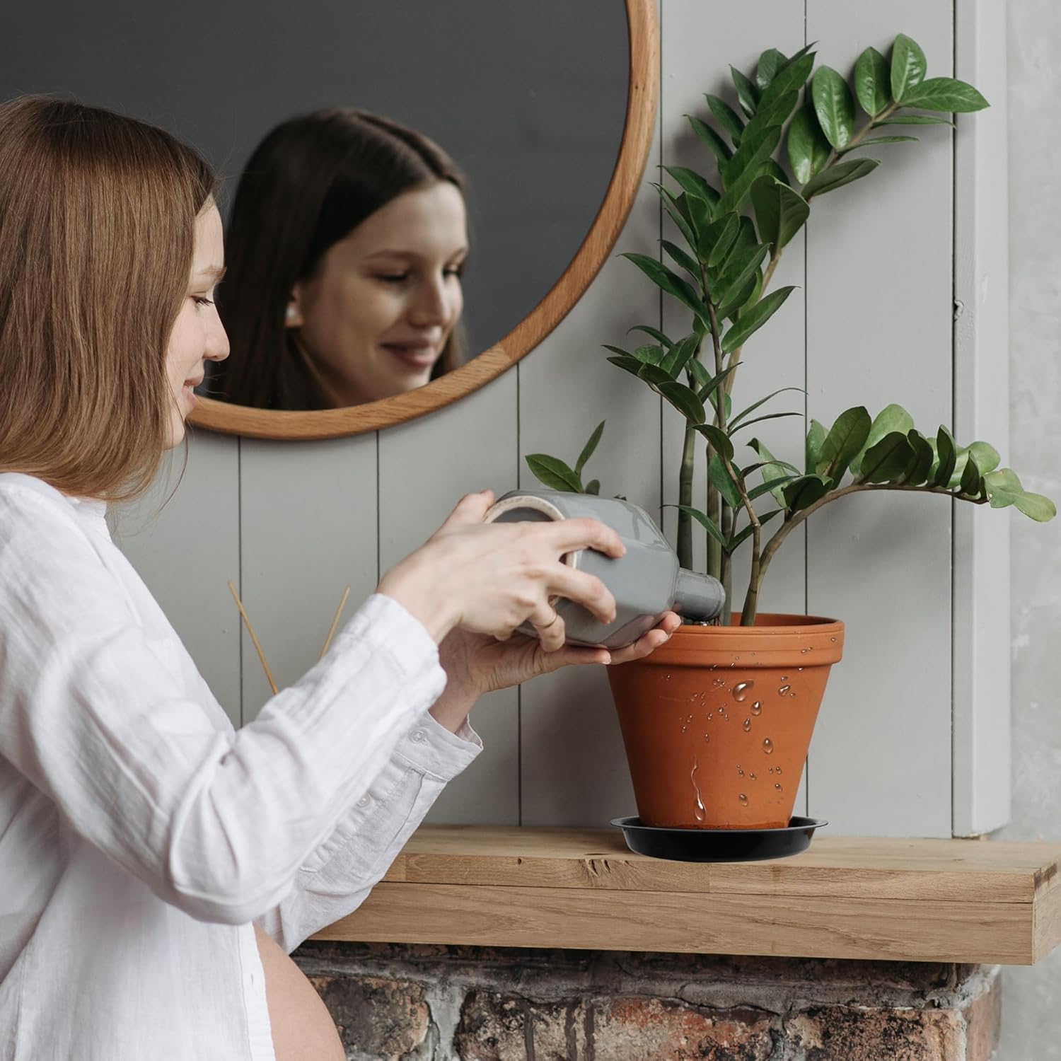 12 Pack 6 Inch Round Plant Saucers for Less 5 Inch Pot Indoors Outdoors Plant Trays for Pots Planter Saucer Plastic Plant Drip Tray Flower Planter Water Tray for Potted Plant (Black, 6"(12pcs))-VerdiqueGarden