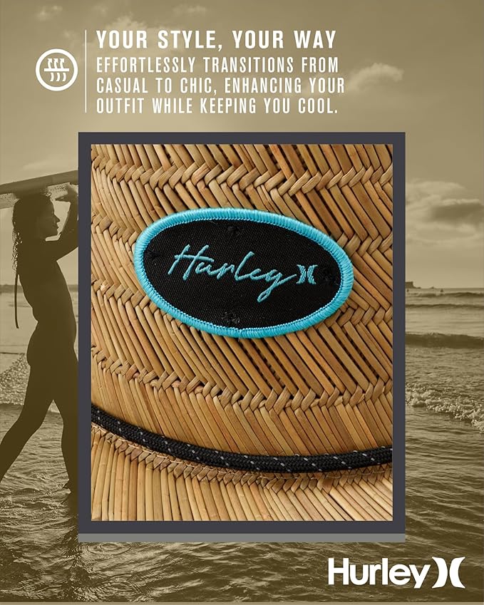 Hurley Women's Straw Hats - Real Straw Hat Medium Brim and Adjustable Chin Strap-VerdiqueGarden