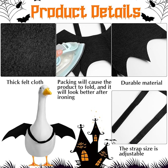 Halloween Goose Outfit Lawn Porch Goose Outfit Spider Bat Costume Plastic Goose Clothing for 23" Goose Halloween Outdoor Patio Yard Lawn Art Decoration(Bat)-VerdiqueGarden