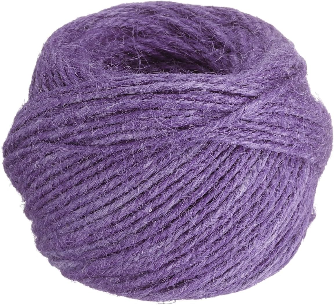 uxcell 164 Feet Natural Jute Twine String,2mm Thin Garden Twine Rope Colored Plant String Cord for DIY Art Crafts Gift Wrapping Decoration Packing Gardening Plant Hanger,Light Purple-VerdiqueGarden