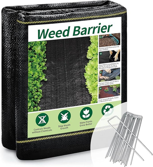1.3ft x50ft Black Weed Barrier Landscape Premium Fabric-Heavy Duty Woven Ground Cloth with Superior Permeability Weed Control Convenient Design-VerdiqueGarden