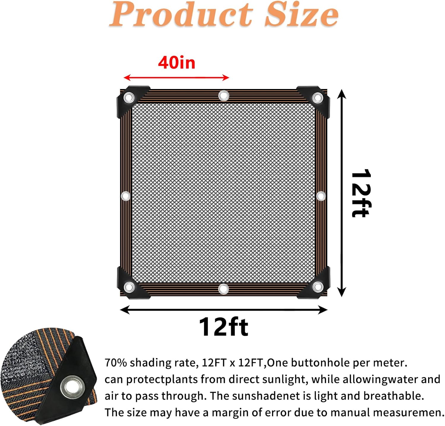 Shade Cloth - for Plants Greenhouse, 70% Sunblock Shade Sails -for Outdoor Garden Pergola Patio Lawn, Sun Protection Neting Cover for Kennel Chicken Coop Easier to Hang Plant Cover-VerdiqueGarden