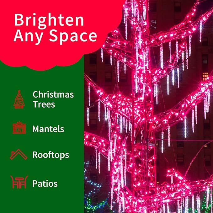 Ultra-Bright Connects End to End Pink Christmas Mini Lights 100L 19.6Ft UL Listed Incandescent Bulb String Light Set for Indoor Outdoor Holiday Garden Party Christmas Tree Garland Decor-VerdiqueGarden