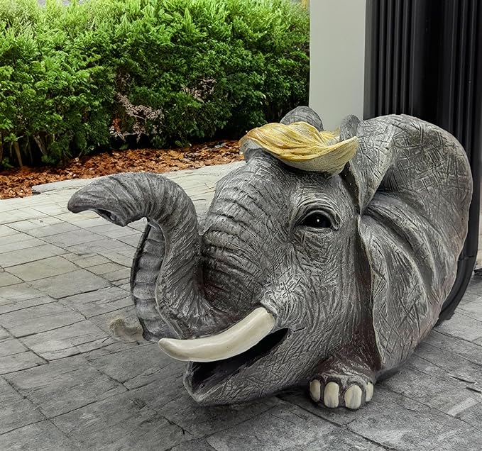 Teaeeno Elephant Decor Statue Gutter Downspout Extension Decorative,Animal Statue Outdoor Decor,3"×4" Rain Gutter Downspout Splash Block,Garden Splash Block Outdoor Sculpture,Rain Downspout Diverter-VerdiqueGarden