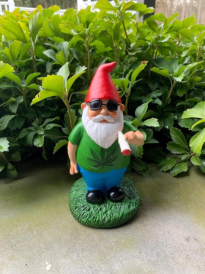 Gnometastic Gnomes Smoking Gnome, 8.5in, Hippie Gnome, Indoor Outdoor Funny Garden Gnomes Decoration for Yard, Planter, Lawn Ornament, Patio and Home Decor-VerdiqueGarden