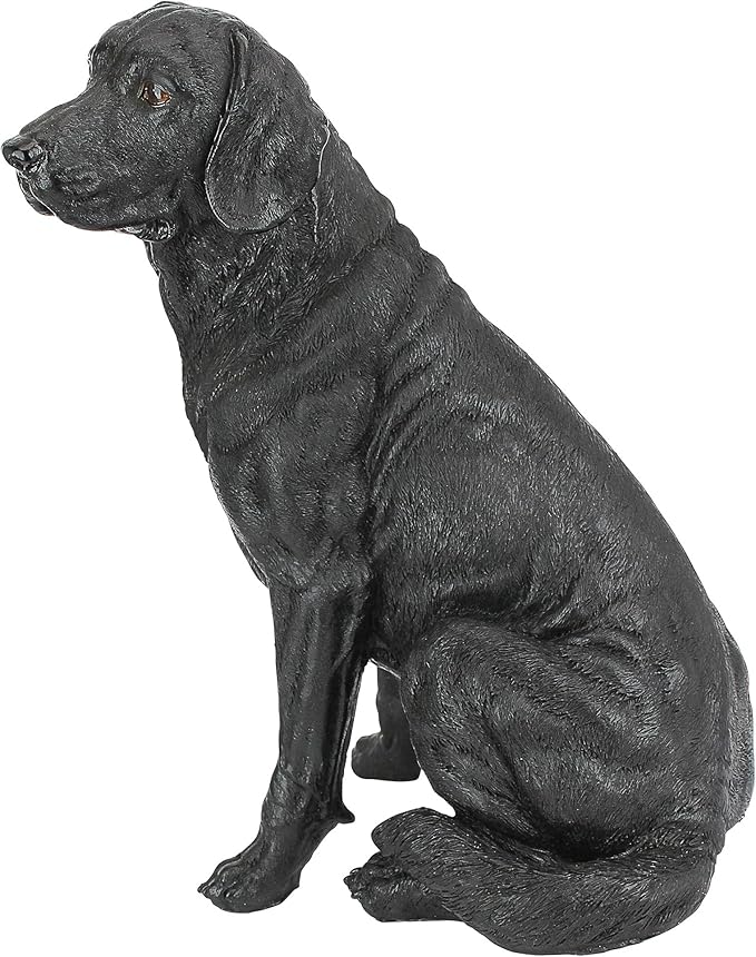 Design Toscano Labrador Retriever Dog Indoor/Outdoor Garden Statue, 9 Inch Wide, 15 Inch Tall, Cast Stone Resin, Black Painted Finish-VerdiqueGarden