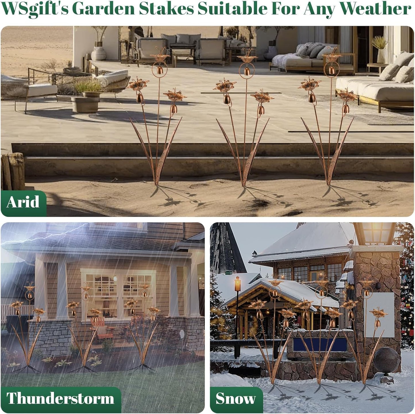 Metal Calla Lilies Flowers with Bells for Outside Yard Art Bronze Wind Chime-VerdiqueGarden