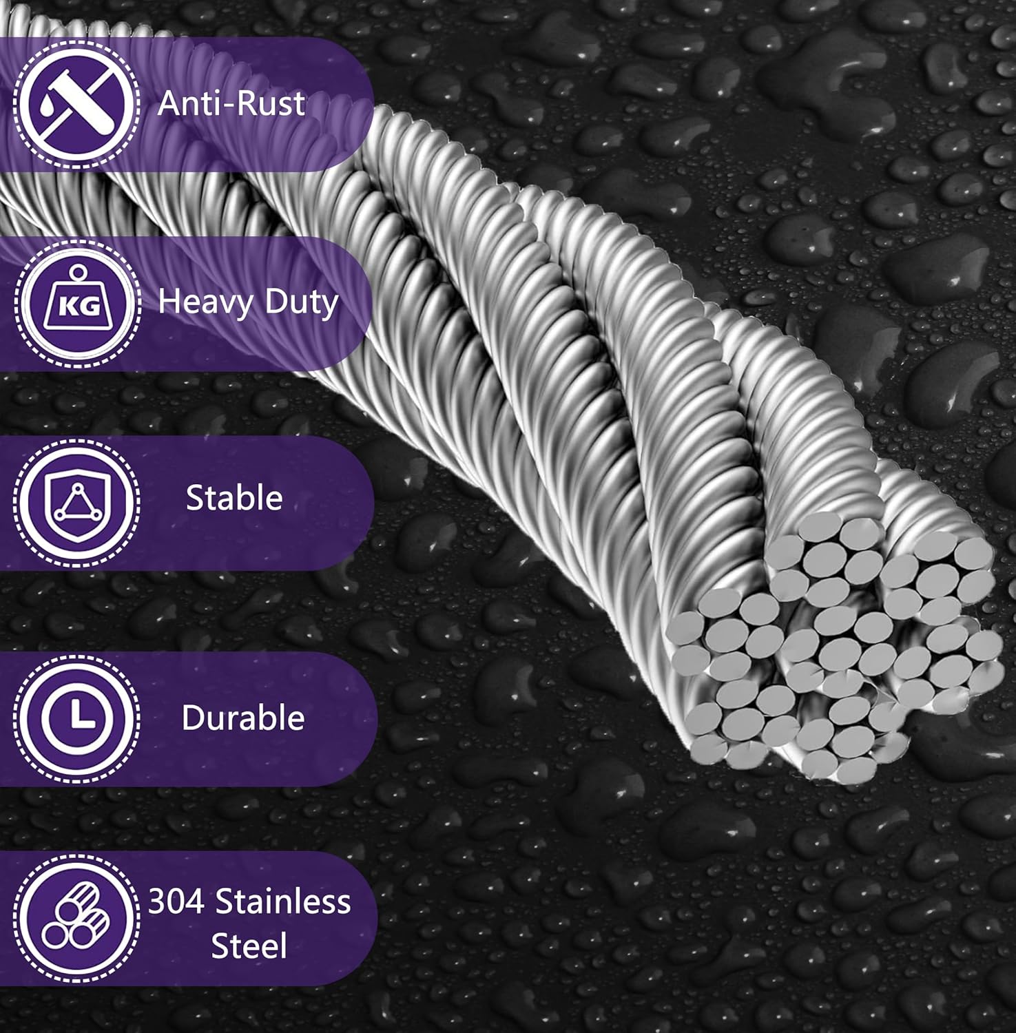 1/8" Wire Rope | 165FT Stainless Steel Cable with Cable Cutter | 7x7 Strand Core for Railing, Hanging, Garden Wire-VerdiqueGarden