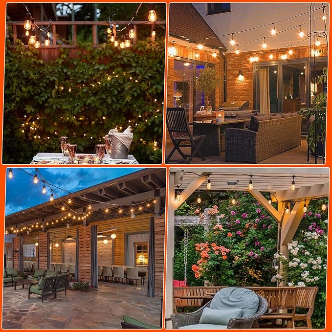 36 Pack S14 LED Bulbs for Outdoor String Lights, Shatterproof Replacement Edison Bulbs for Patio String Lights Outdoor Waterproof, Warm White 2200K, Dimmable, E26 Standard Base-VerdiqueGarden