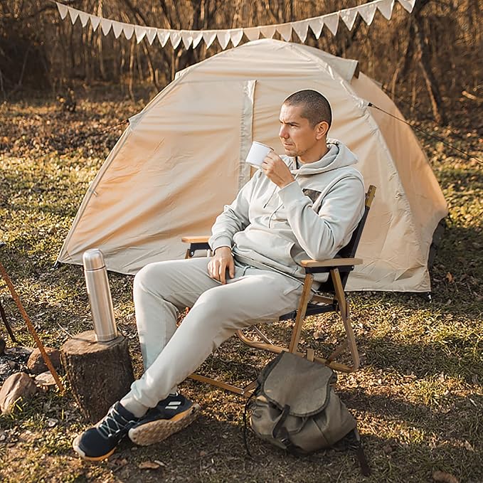 Outvita Portable Folding Camping Chair, 2pcs Ultralight Low Beach Chair, Durable Aluminum Frame Armchairs for Hiking Concert Fishing Picnic, Supports 225Lbs-VerdiqueGarden