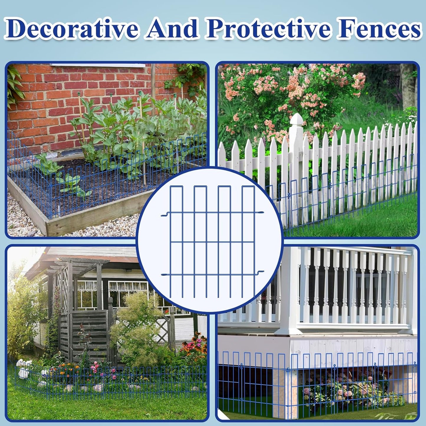 Animal Barrier Fence, 25 Panels Garden Fence Animal Barrier, 27 ft(L)×17 in(H), No Dig Fences for Dogs and Rabbits, Rustproof Metal Garden Fencing, Under Fences Border Barrier for Outdoor, Yard, Patio-VerdiqueGarden