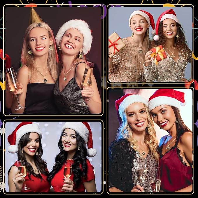 MARFOREVER 40Pcs/20 Pairs New Year Charms for Jewelry Making, New Year’s Eve Clock Hat Star Champagne Flute Glittery Enamel Pendants for Bracelet Necklace Earrings Making Accessories