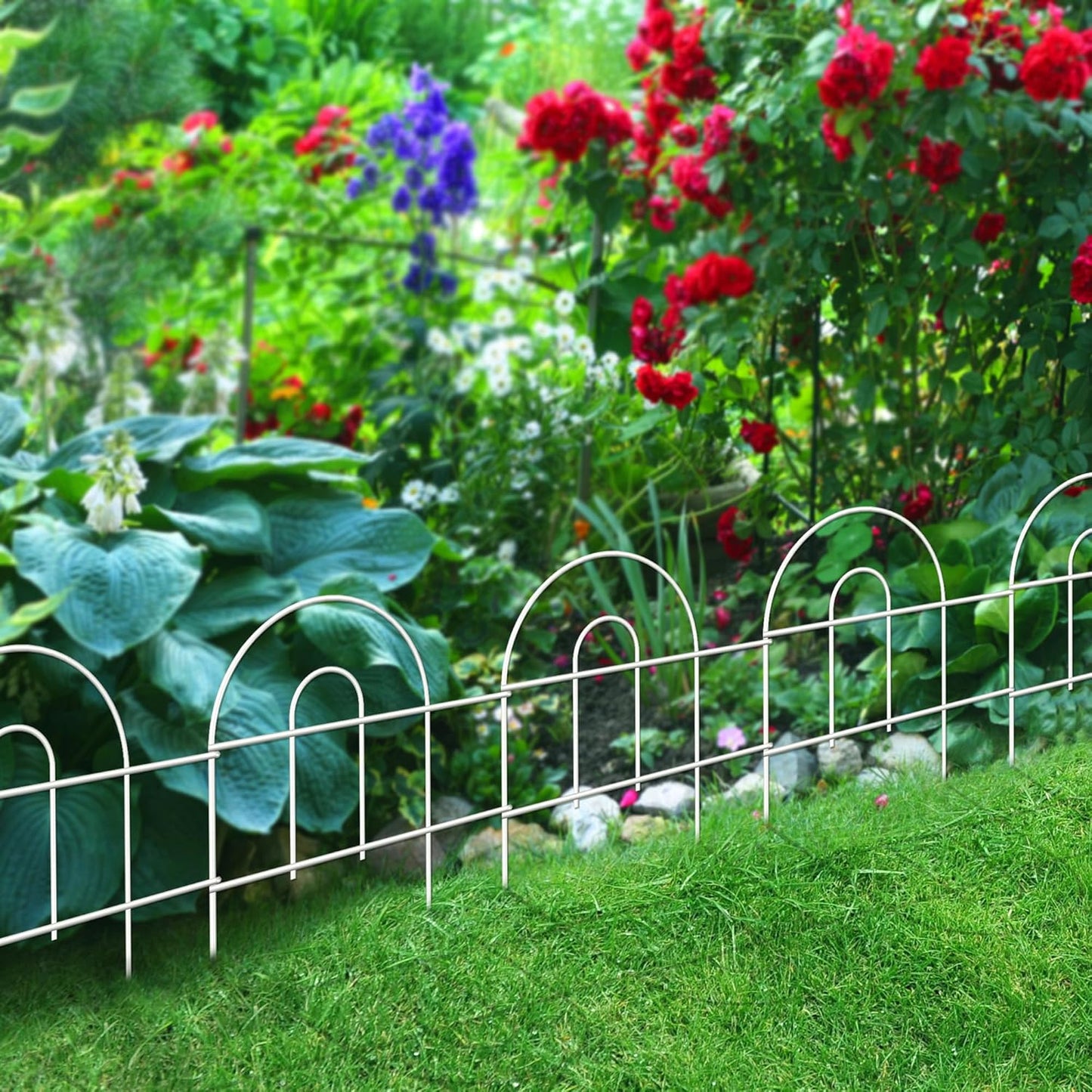 Decorative Garden Folding Border Fence 18in X20ft Rustproof Metal Wire Edging Flower Bed Fences Panel Outdoor White Garden Fencing Edge Patio Landscape-VerdiqueGarden