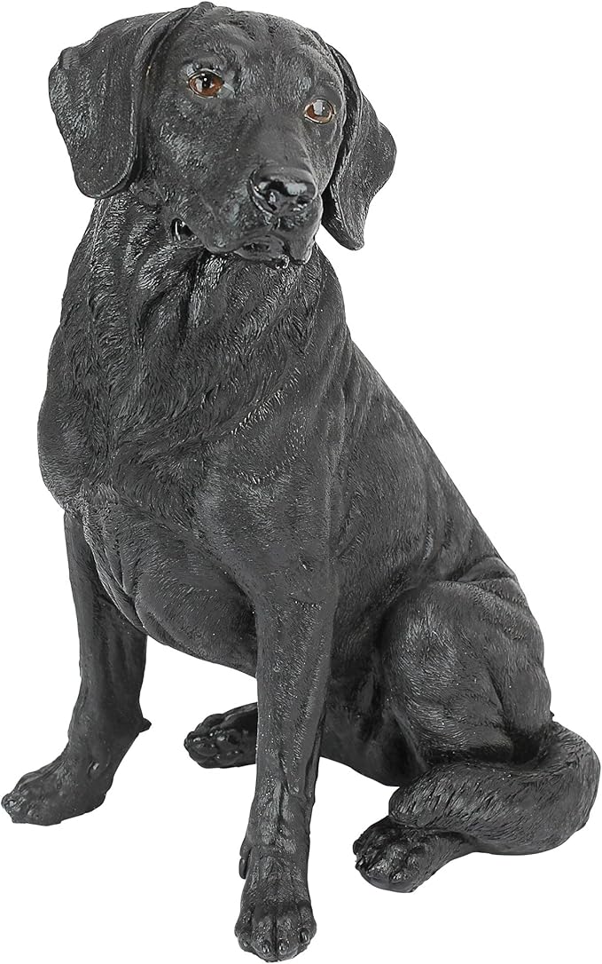 Design Toscano Labrador Retriever Dog Indoor/Outdoor Garden Statue, 9 Inch Wide, 15 Inch Tall, Cast Stone Resin, Black Painted Finish-VerdiqueGarden