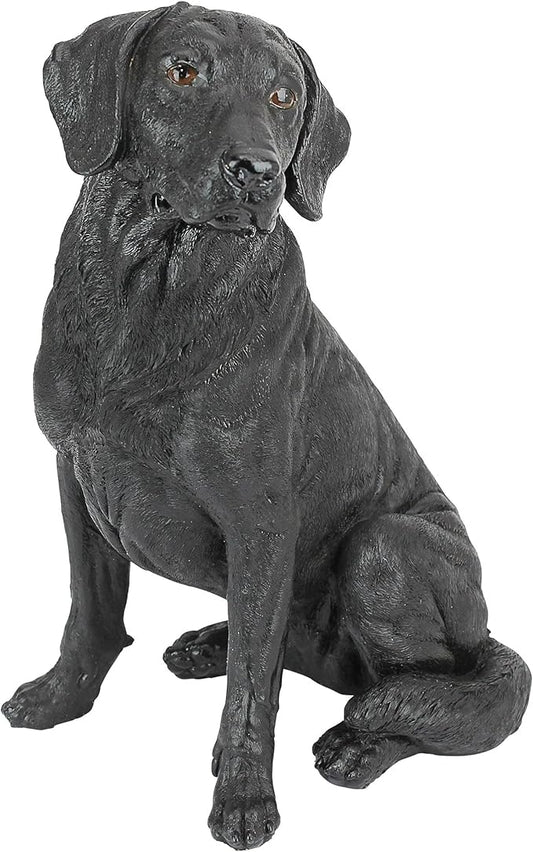 Design Toscano Labrador Retriever Dog Indoor/Outdoor Garden Statue, 9 Inch Wide, 15 Inch Tall, Cast Stone Resin, Black Painted Finish-VerdiqueGarden