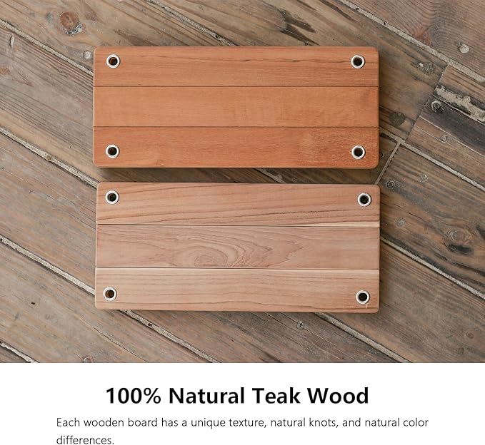 Teak Wood Swing 16.6"x7.5" - Outdoor Wooden Tree Swing Seat for Adults & Kids, Backyard Wood Swings with Height Adjustable Design-VerdiqueGarden