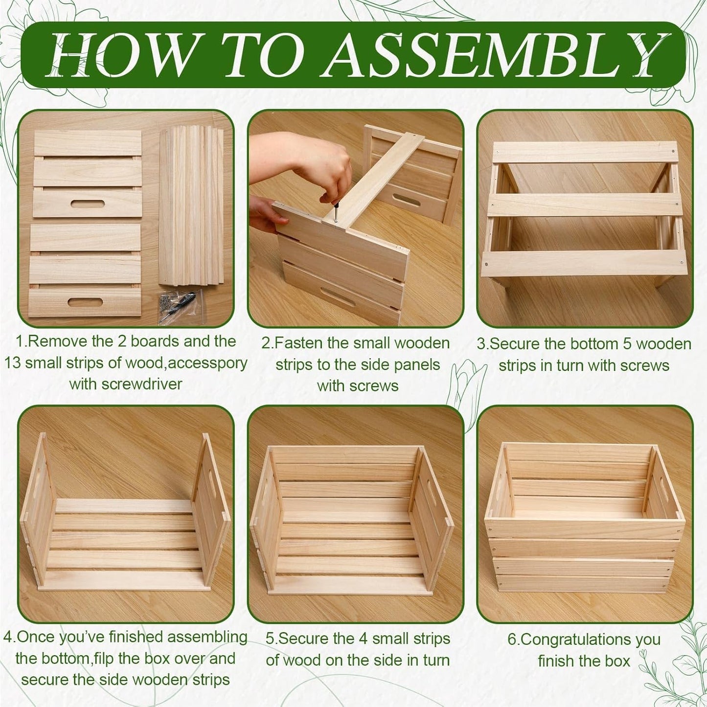 Weysat 3 Pack Large Wood Crates Box for Storage Unassembled 16 x 12 x 9.5'' Wooden Milk Crates with Handles Decorative Nesting Box for Display Unfinished Rustic Decor DIY Office Home Retail Art Craft-VerdiqueGarden