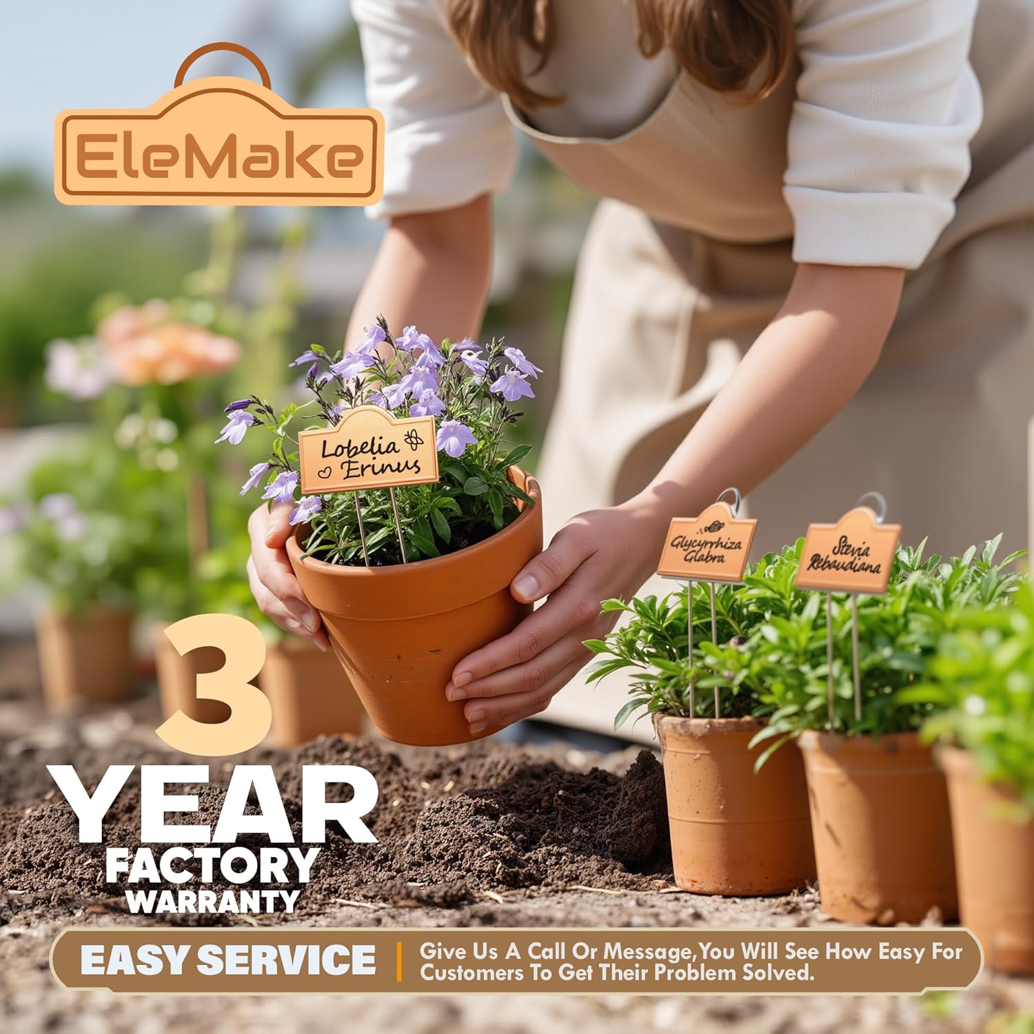 Stainless Steel 304 Plant Labels Weatherproof, Metal Garden Label Tall Markers 25 Pack for Plants Vegetables Herb Seedlings Flowers with 2 Pens, Height 10.75 Inch, Label Area 3.74'' x 1.39''-VerdiqueGarden