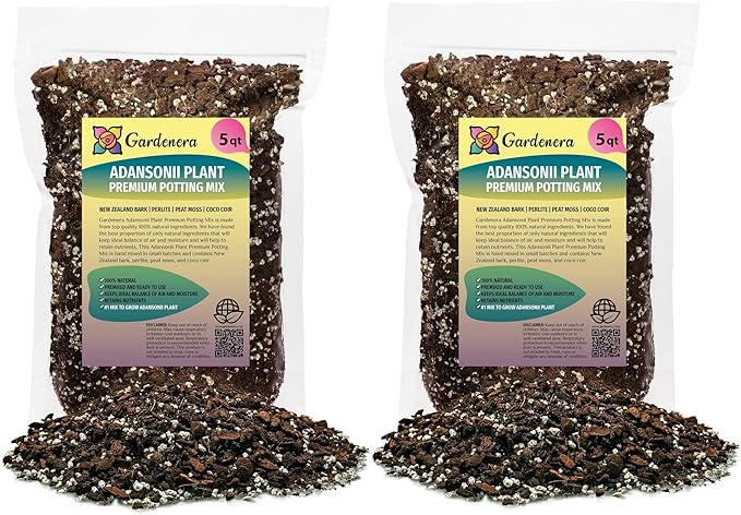 Monstera Adansonii Premium Soil Blend - 10 QT - Promote Aeration, Drainage & Nutrient Retention - (2 Bags of 5 Quart)-VerdiqueGarden