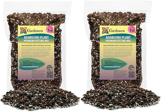 Monstera Adansonii Premium Soil Blend - 10 QT - Promote Aeration, Drainage & Nutrient Retention - (2 Bags of 5 Quart)-VerdiqueGarden