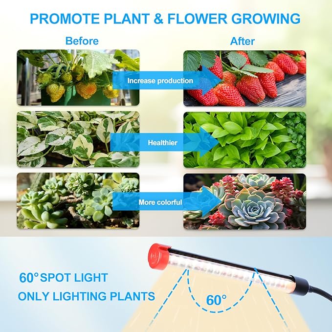 10-Head Grow Lights for Indoor Plants with Stand 90W, LED Plant Grow Light for Tall Houseplants, Bonsai Tree, Full Spectrum Growing Lamp with 4,8,12 Hr Timer, 24"-64" Adjustable Height-VerdiqueGarden