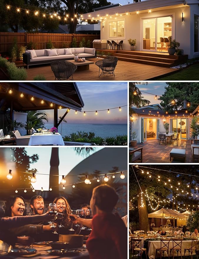 RTTY Outdoor String Lights 150 FT Globe LED Patio Lights with G40 Plastic Bulbs,Waterproof Shatterproof Dimmable Connectable Hanging for Backyard Porch Balcony Party Cafe Deck Decor-VerdiqueGarden