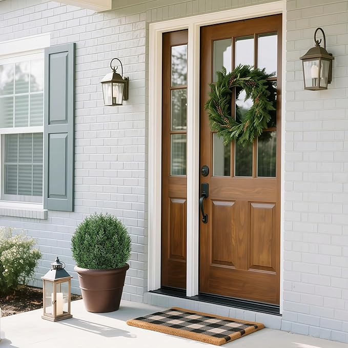 Artificial Cedar Shrubs Ball Trees with Ground Spike, 24.6 inche Tall UV-Resistant Fake Outdoor Plants Evergreen Trees, Realistic Faux Pine Bushes for Front Porch Home Patio Garden, 1 Pcs-VerdiqueGarden