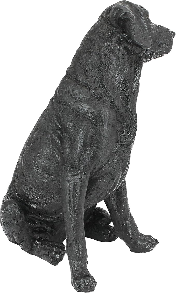 Design Toscano Labrador Retriever Dog Indoor/Outdoor Garden Statue, 9 Inch Wide, 15 Inch Tall, Cast Stone Resin, Black Painted Finish-VerdiqueGarden