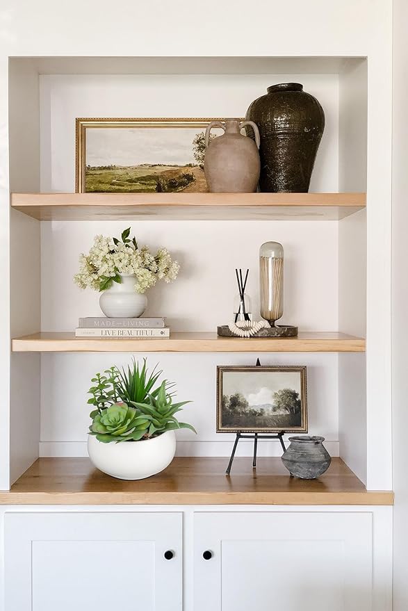 Fake Plants Artificial Succulents in Pots Faux Succulent Arrangement Potted Plant with White Ceramic Pot for Home Decor Modern Office Desk Bathroom Shelf Living Room Indoor Decoration-VerdiqueGarden